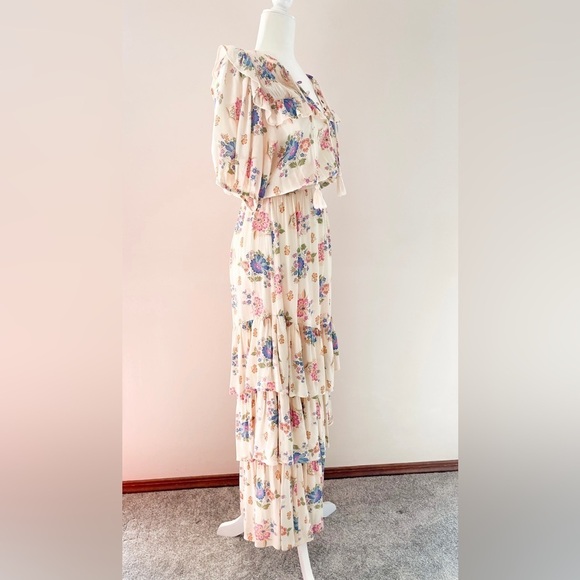 New Spell Floral Boho Maxi dress SZ XS Cream Cottage - Picture 4 of 16